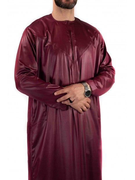 Qamis Émirati Bordeaux Satiné