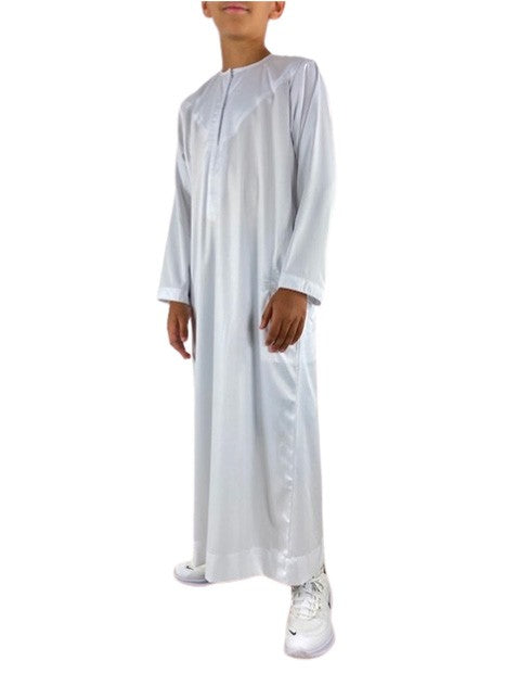 Qamis Blanc Satiné Enfant
