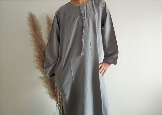 Qamis Gris Foncé Simple Enfant